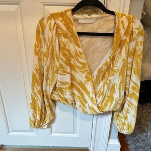 Astr Mustard and Cream Blouse